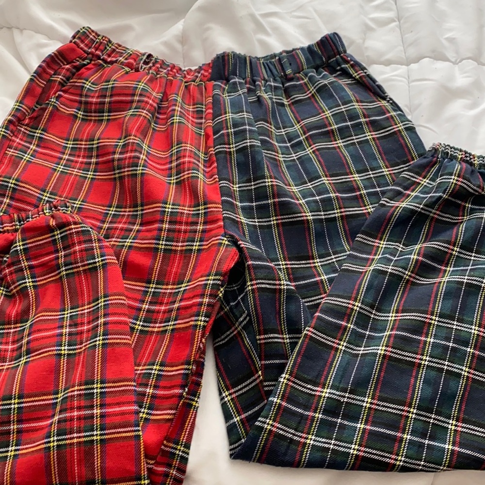 Green and Red Plaid Joggers